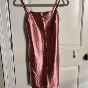 Sleek Pink Satin Slip Dress